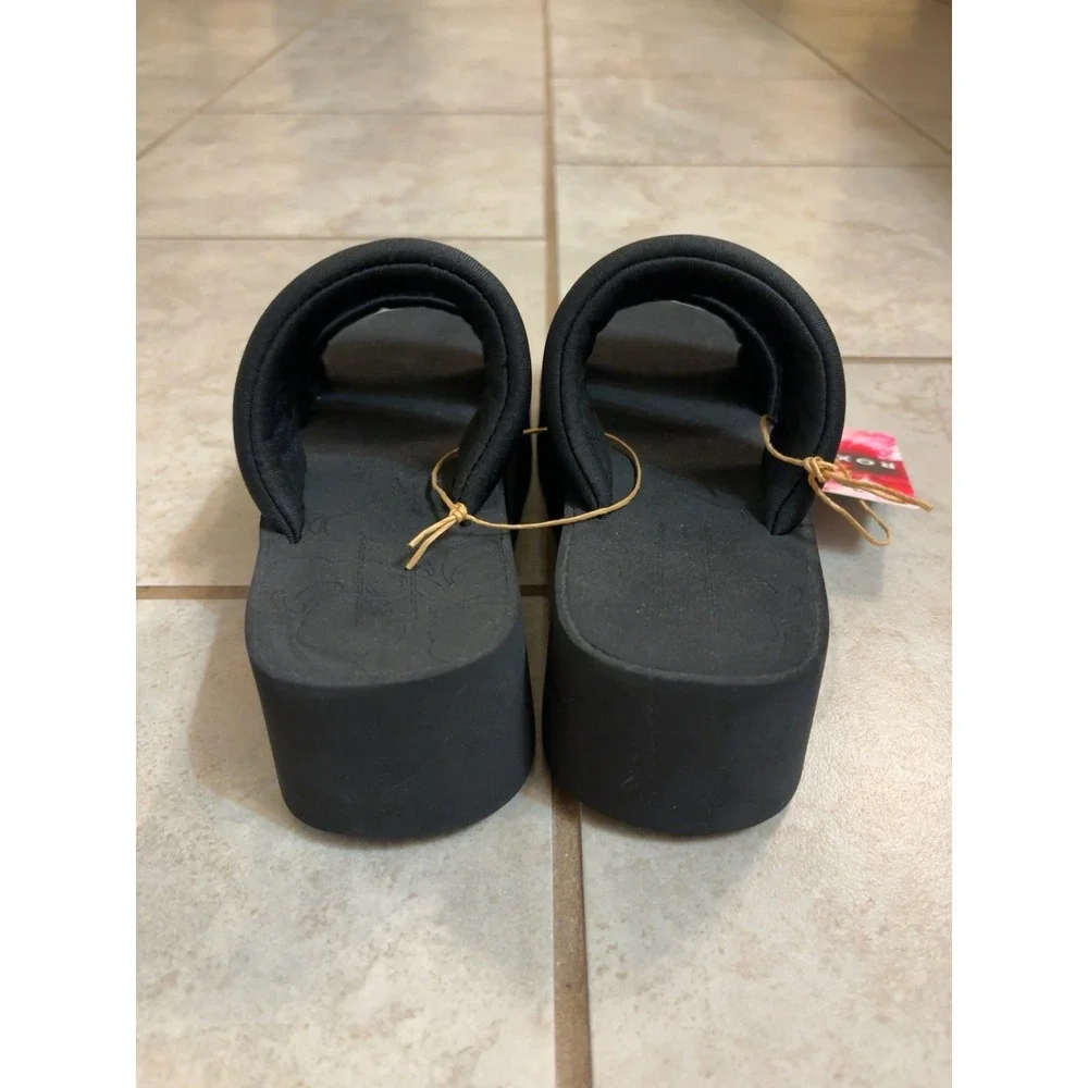 Roxy Totally Tubular Black Platform Slide Sandals ARJL101151 Womens 6